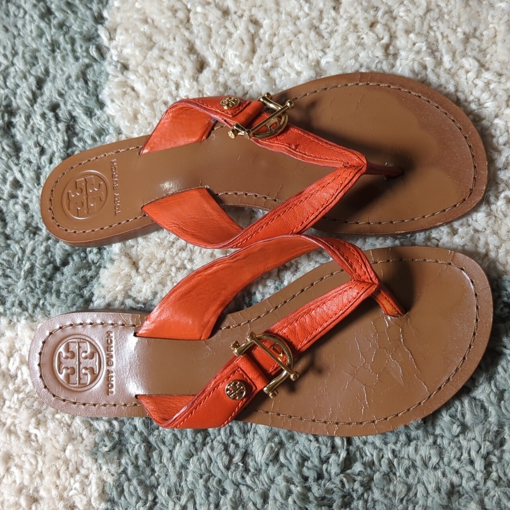 TORY BURCH  thong orange sandals 6.5